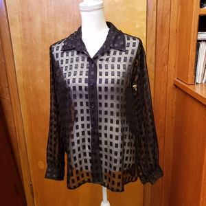 appàrenza Vintage Black Sheer Button Down Shirt L